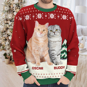 Sweat-shirt personnalisé avec photo « Joyeux Noël, mes petits animaux » - Pull en laine unisexe - Cadeau de Noël pour les propriétaires et les amoureux des animaux