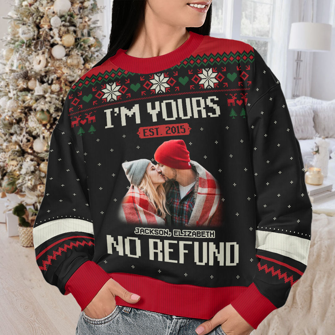Sweat-shirt personnalisé avec photo « Je suis à toi pour toujours » pour couple, pull en laine unisexe, cadeau de Noël ou d'anniversaire.
