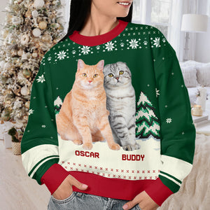 Sweat-shirt personnalisé avec photo « Joyeux Noël, mes petits animaux » - Pull en laine unisexe - Cadeau de Noël pour les propriétaires et les amoureux des animaux