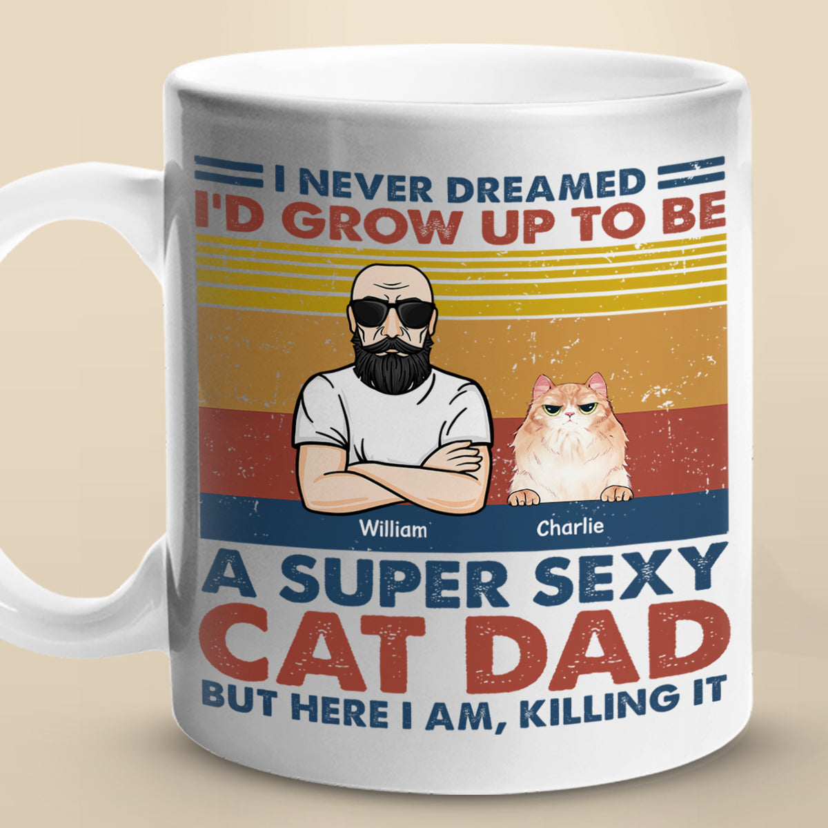 Un papa chat super sexy - Mug personnalisé chat - Cadeau pour propriétaires et amoureux des animaux