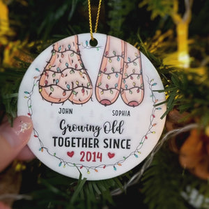 Annoying Each Other And Still Going Strong - Couple Personalized Custom 3D Inflated Effect Printed Ornament - Acrylic, Ceramic Round Shaped - Christmas Gift For Husband Wife, Anniversary