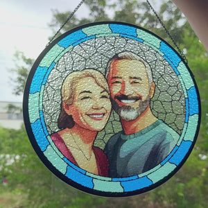 Custom Photo They Lived, They Loved, They Purred - Memorial Personalized Custom Stained Glass Window Hanging Suncatcher - Sympathy Gift For Pet Owners, Pet Lovers
