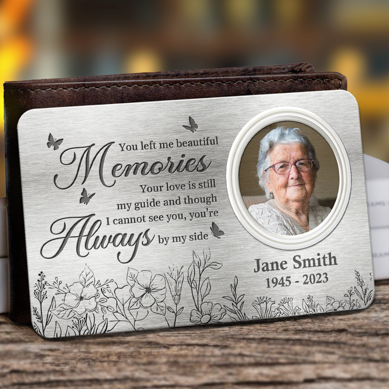 Photo personnalisée « Votre amour est toujours mon guide » - Carte portefeuille personnalisée en aluminium commémorative - Cadeau de condoléances pour les membres de la famille
