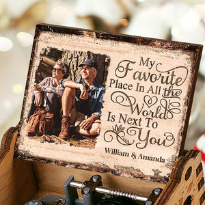 3.7" Custom Photo My Favorite Place Is Next To You - Couple Personalized Custom Music Box - Gift For Husband Wife, Anniversary