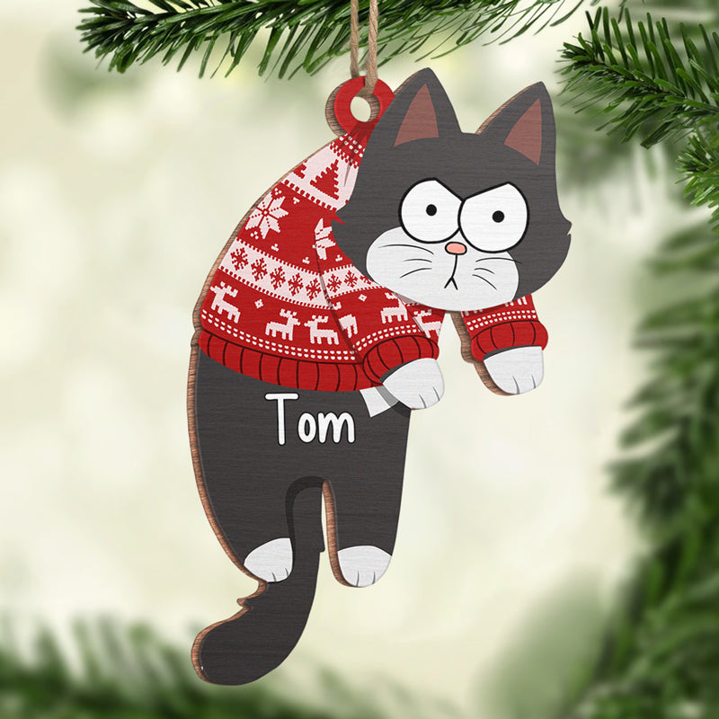 Noël miaou et que le chaos s'installe ! Décoration de Noël personnalisée en forme de chat ! Cadeau de Noël pour les propriétaires et les amoureux des animaux.