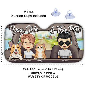 Toi, moi et nos chiens - Pare-soleil de voiture personnalisé - Cadeau pour couple, mari et femme