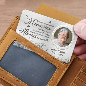 Photo personnalisée « Votre amour est toujours mon guide » - Carte portefeuille personnalisée en aluminium commémorative - Cadeau de condoléances pour les membres de la famille