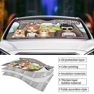 Toi, moi et nos chiens - Pare-soleil de voiture personnalisé - Cadeau pour couple, mari et femme