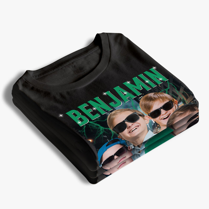 T-shirt, sweat à capuche et sweat-shirt unisexe personnalisé avec photo pour enfants Galaxy - Cadeau pour la famille