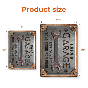 Le garage de mon papa - Plaque en métal personnalisée pour la décoration intérieure - Cadeau de fête des pères, de pendaison de crémaillère pour papa