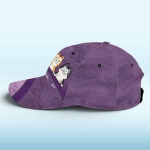 Keep Calm And Love Cats Navy - Casquette personnalisée pour chat, imprimé intégral, classique - Nouveauté, cadeau pour propriétaires et amoureux des animaux