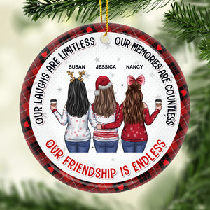 Nos rires sont sans limites, mes meilleures amies - Ornement personnalisé Bestie personnalisé - Forme ronde en céramique - Cadeau de Noël pour meilleures amies, BFF, sœurs