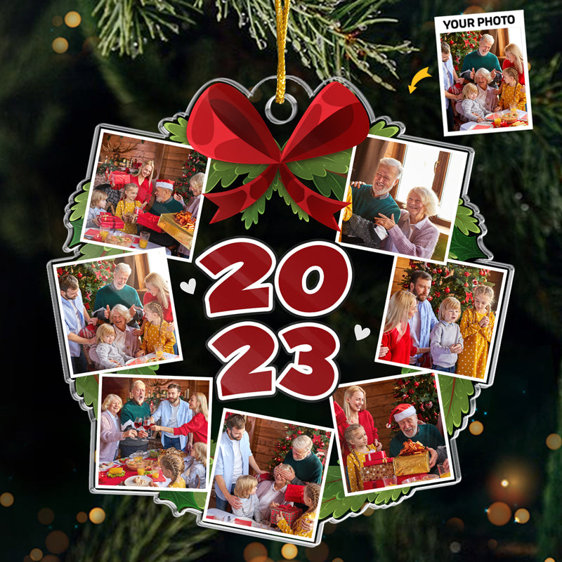 Photo personnalisée Noël 2023 - Décoration familiale personnalisée - Acrylique de forme personnalisée - Cadeau de Noël pour les membres de la famille