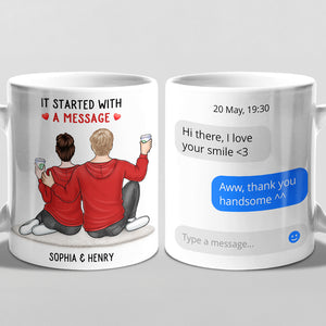 Tout a commencé avec un message - Tasse personnalisée pour couple - Cadeau pour mari et femme, anniversaire
