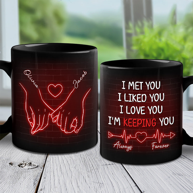 Notre amour est magique - Tasse noire personnalisée pour couple - Cadeau pour mari et femme, anniversaire