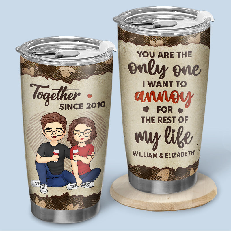 Celui que je veux ennuyer - Verre personnalisé pour couple - Cadeau pour mari et femme, anniversaire