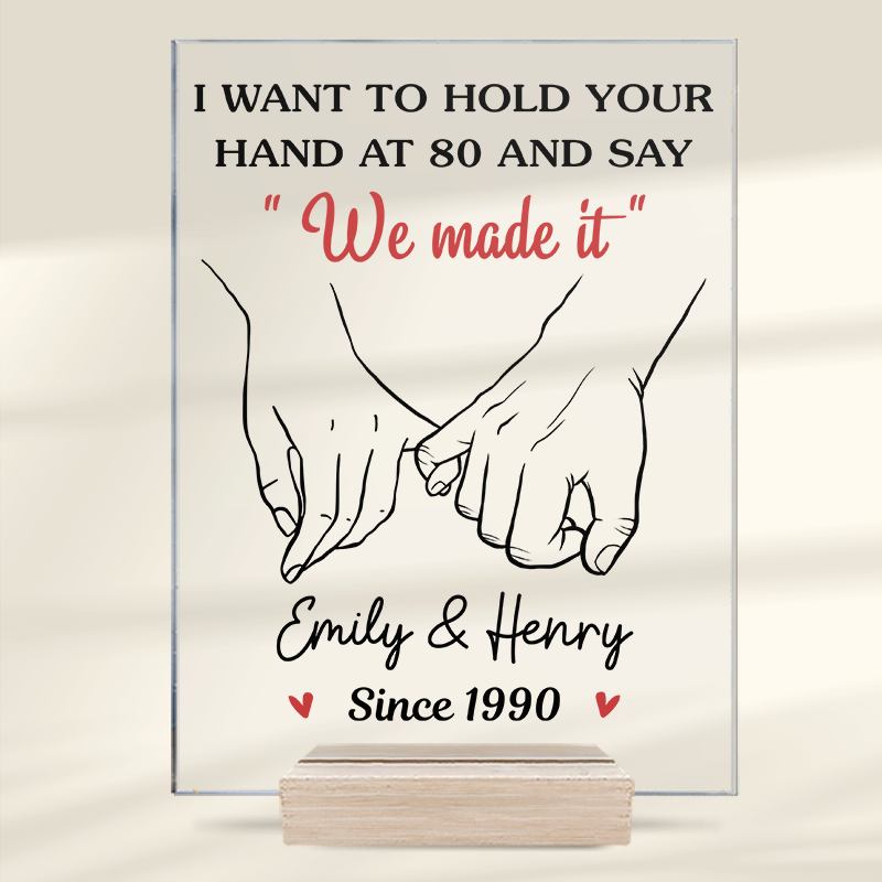 Tenez-vous la main et dites que nous l'avons fait - Plaque acrylique rectangulaire personnalisée pour couple - Cadeau pour mari et femme, anniversaire