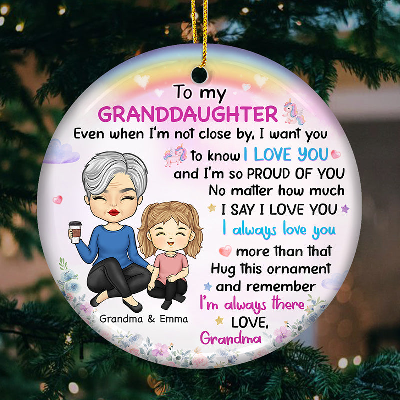 Je t'aime toujours - Ornement personnalisé familial - Forme ronde en céramique - Cadeau de Noël pour grand-mère