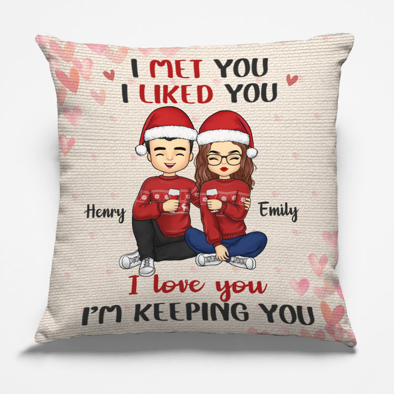 Loving You, Keeping You - Couple Personalized Custom Pillow - Christmas Gift For Husband Wife, Anniversary