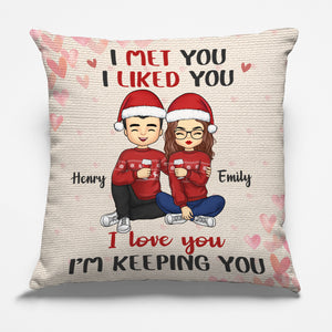 Loving You, Keeping You - Couple Personalized Custom Pillow - Christmas Gift For Husband Wife, Anniversary