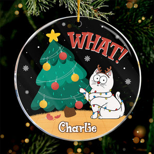 J'approuve cet arbre - Ornement personnalisé en forme de chat - Forme ronde en acrylique - Cadeau de Noël pour les propriétaires d'animaux et les amoureux des animaux