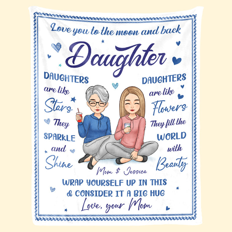 Je t'aime jusqu'à la lune et retour, ma fille - Couverture personnalisée pour la famille - Cadeau d'anniversaire de maman