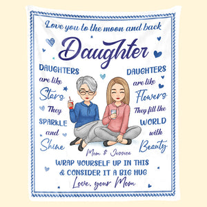 Je t'aime jusqu'à la lune et retour, ma fille - Couverture personnalisée pour la famille - Cadeau d'anniversaire de maman