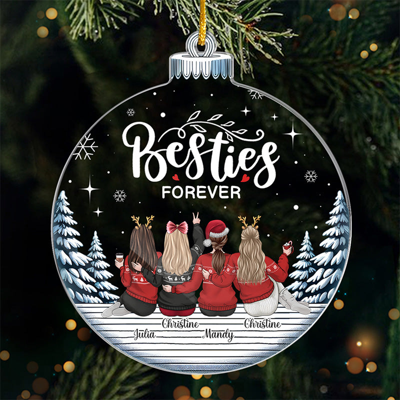 Let Us Be Elegant Or Die - Bestie Personalized Custom Ornament - Acrylic Snowball Shaped - Christmas Gift For Best Friends, BFF, Sisters