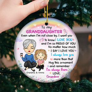 Je t'aime toujours - Ornement personnalisé familial - Forme ronde en céramique - Cadeau de Noël pour grand-mère