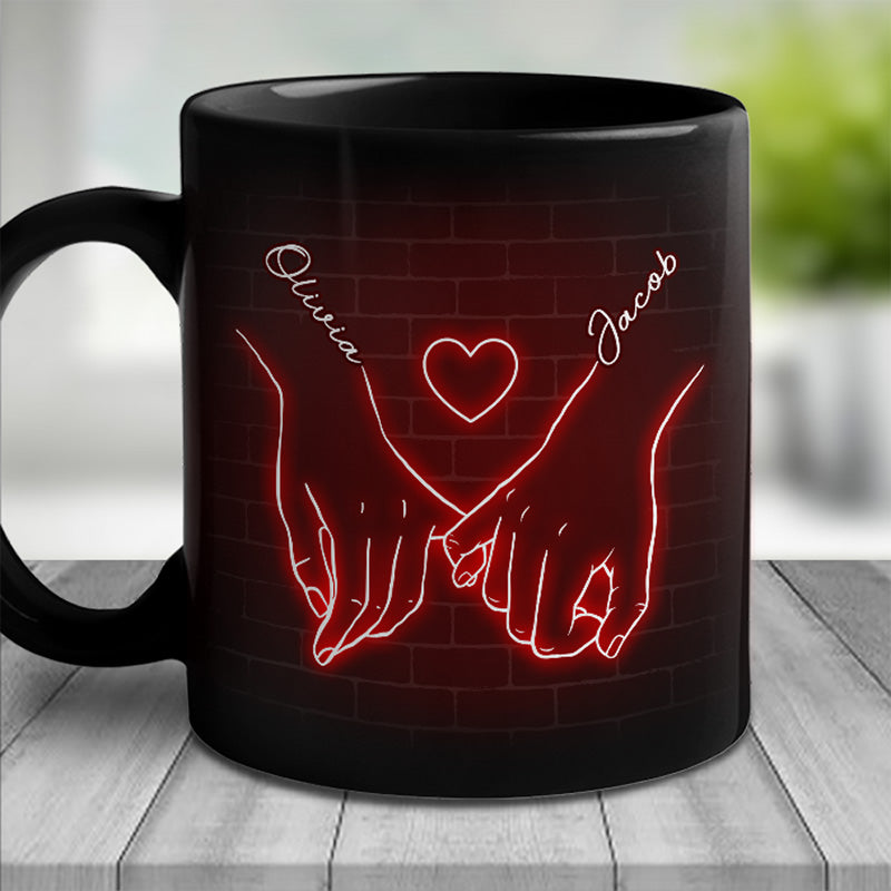 Notre amour est magique - Tasse noire personnalisée pour couple - Cadeau pour mari et femme, anniversaire