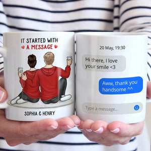 Tout a commencé avec un message - Tasse personnalisée pour couple - Cadeau pour mari et femme, anniversaire