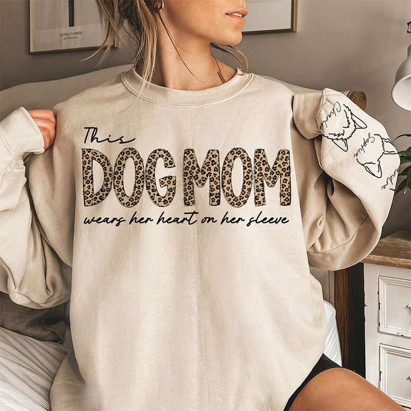 Sweat-shirt unisexe personnalisé avec motif sur la manche pour chien, motif cœur sur la manche, cadeau pour propriétaires et amoureux des animaux.