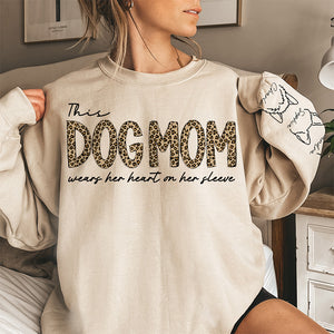 Sweat-shirt unisexe personnalisé avec motif sur la manche pour chien, motif cœur sur la manche, cadeau pour propriétaires et amoureux des animaux.