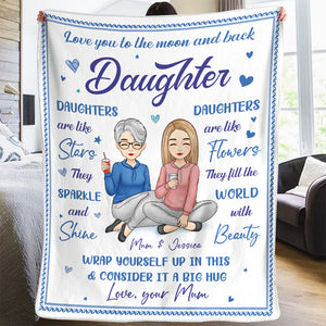 Je t'aime jusqu'à la lune et retour, ma fille - Couverture personnalisée pour la famille - Cadeau d'anniversaire de maman