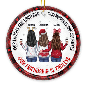 Nos rires sont sans limites, mes meilleures amies - Ornement personnalisé Bestie personnalisé - Forme ronde en céramique - Cadeau de Noël pour meilleures amies, BFF, sœurs