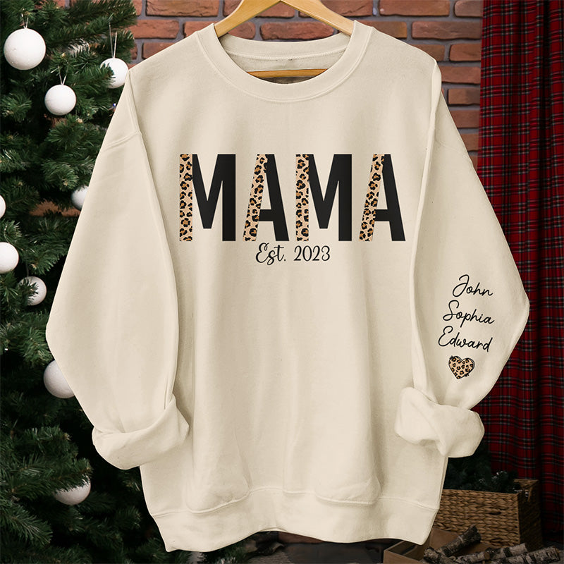 La maman la plus heureuse - Sweat-shirt unisexe personnalisé avec motif sur la manche - Cadeau d'anniversaire pour maman et grand-mère