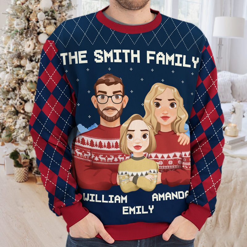 Le meilleur cadeau de Noël - Sweat-shirt personnalisé pour toute la famille - Pull unisexe en laine - Cadeau de Noël pour les membres de la famille