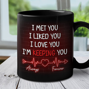 Notre amour est magique - Tasse noire personnalisée pour couple - Cadeau pour mari et femme, anniversaire