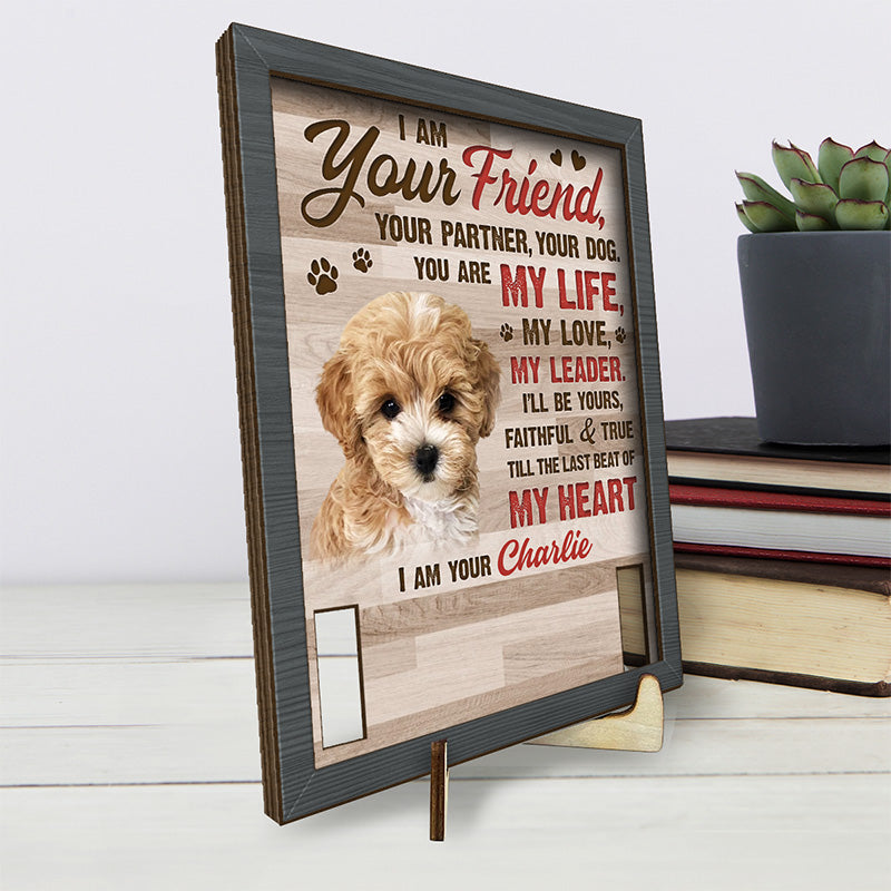 Photo personnalisée « L'amitié survit à la mort » - Plaque commémorative personnalisée pour la perte d'un animal de compagnie, cadre avec support - Cadeau de condoléances, cadeau pour les propriétaires d'animaux et les amoureux des animaux