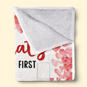Félicitations pour ma première Saint-Valentin répétée ! Couverture personnalisée pour couple - Cadeau pour mari et femme, anniversaire