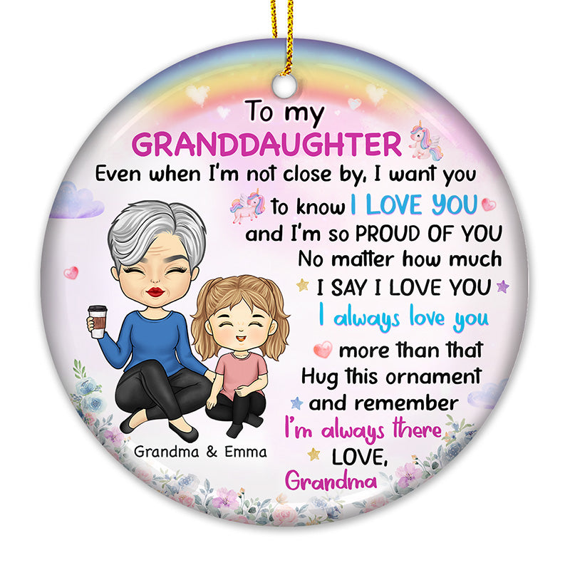 Je t'aime toujours - Ornement personnalisé familial - Forme ronde en céramique - Cadeau de Noël pour grand-mère