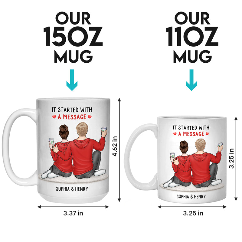 Tout a commencé avec un message - Tasse personnalisée pour couple - Cadeau pour mari et femme, anniversaire