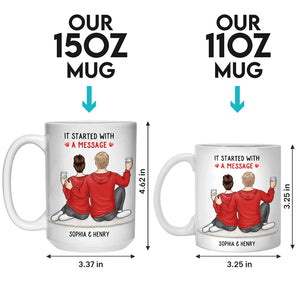 Tout a commencé avec un message - Tasse personnalisée pour couple - Cadeau pour mari et femme, anniversaire