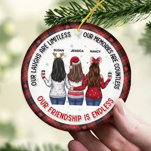 Nos rires sont sans limites, mes meilleures amies - Ornement personnalisé Bestie personnalisé - Forme ronde en céramique - Cadeau de Noël pour meilleures amies, BFF, sœurs