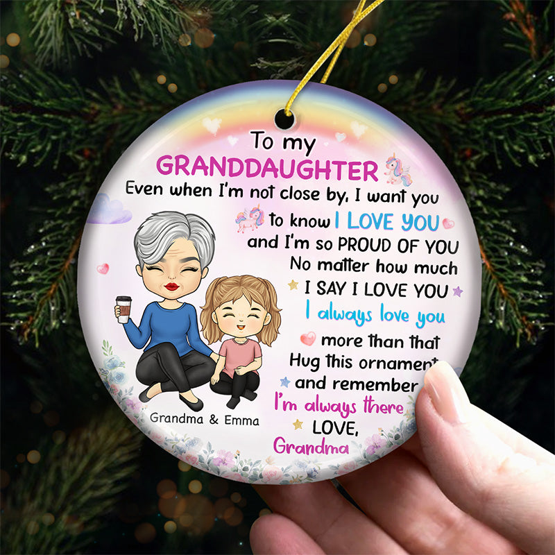 Je t'aime toujours - Ornement personnalisé familial - Forme ronde en céramique - Cadeau de Noël pour grand-mère