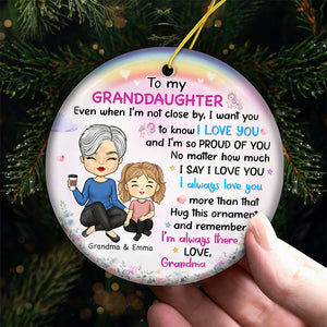 Je t'aime toujours - Ornement personnalisé familial - Forme ronde en céramique - Cadeau de Noël pour grand-mère
