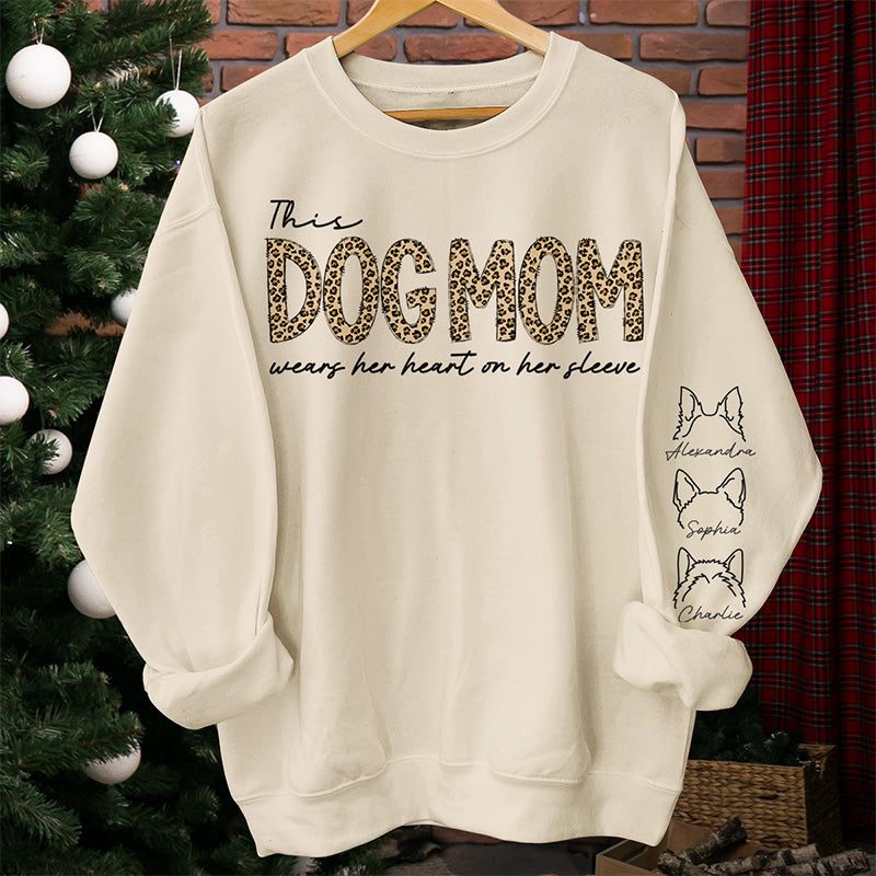 Sweat-shirt unisexe personnalisé avec motif sur la manche pour chien, motif cœur sur la manche, cadeau pour propriétaires et amoureux des animaux.