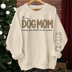 Sweat-shirt unisexe personnalisé avec motif sur la manche pour chien, motif cœur sur la manche, cadeau pour propriétaires et amoureux des animaux.