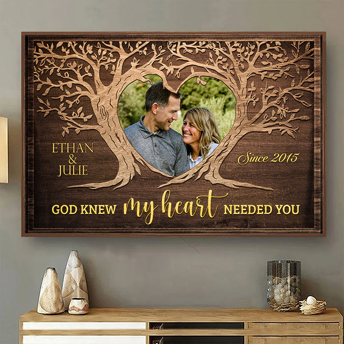 Dieu savait que mon cœur avait besoin de toi – Affiche horizontale personnalisée – Télécharger une image, cadeau pour couple, mari et femme