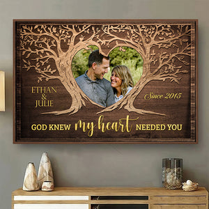 Dieu savait que mon cœur avait besoin de toi – Affiche horizontale personnalisée – Télécharger une image, cadeau pour couple, mari et femme